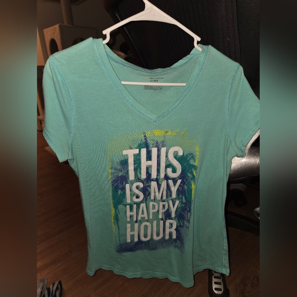 tek gear Tops - Teal Graphic T-Shirt with Happy Hour Print